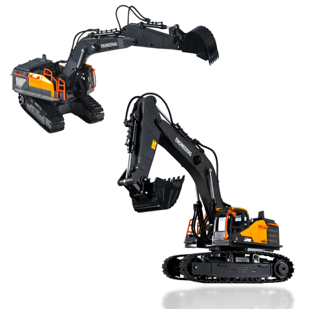 Excavator RC cu senile pentru copii, lumini si brat functional, telecomanda, incarcare USB, 32x30x12 cm [3]
