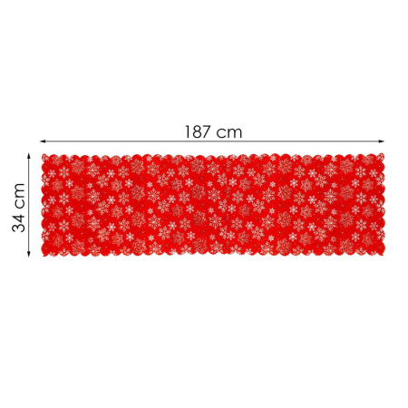 Fata de masa pentru decor, cu motive de Craciun, din stofa, 34x187 cm, rosu [6]