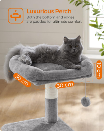 FEANDREA Ansamblu de joaca pentru pisici, tip copac, cu culcus si ascunzatoare, 50x40x110cm, gri deschis [4]