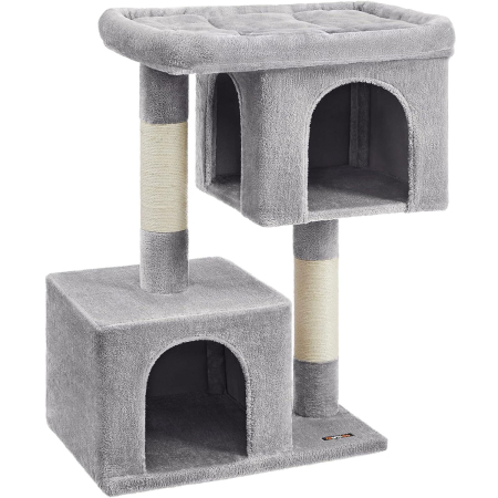 Pet Shop - Ansamblu de joaca pisici, tip copac, culcus, 2 ascunzatoare, 68x48x101 cm, gri