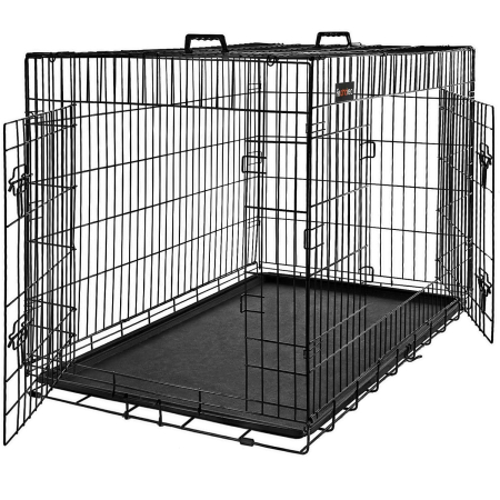 Custi, cotete si tarcuri - Cusca animale 2 usi pliabila metal tava detasabila l, 93x57x64 cm, transport usor, negru