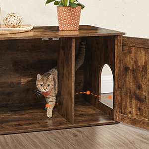 FEANDREA Cusca pentru pisici tip comoda, cu usi si perete despartitor, 80x53x50cm, maro [1]