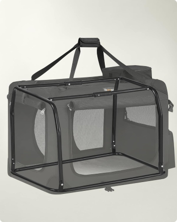Geanta de transport pliabila pentru animale de companie, saltea inclusa, cadru metalic pentru stabilitate, buzunare laterale, 70x52x52 cm, ne [1]