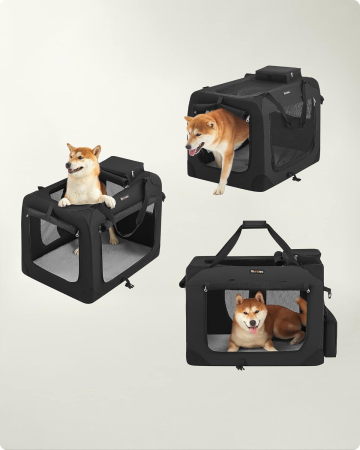 Geanta de transport pliabila pentru animale de companie, saltea inclusa, cadru metalic pentru stabilitate, buzunare laterale, 70x52x52 cm, ne [5]