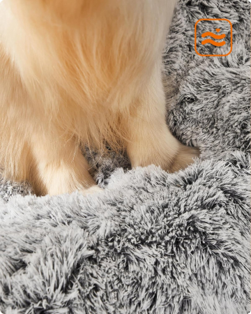 FEANDREA Pat pufos pentru caini de dimensiune mare, captuseala moale cu fir lung, lavabil la masina, 122x74 cm, gri deschis [3]