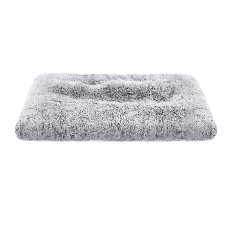 Pet Shop - FEANDREA Pat pufos pentru caini de dimensiune mare, captuseala moale cu fir lung, lavabil la masina, 122x74 cm, gri deschis