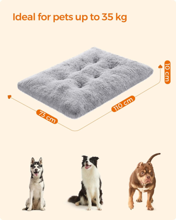 Pat pufos pentru caini sau pisici, captuseala moale cu fir lung, lavabil la masina, XL, 110x73cm, gri deschis [4]