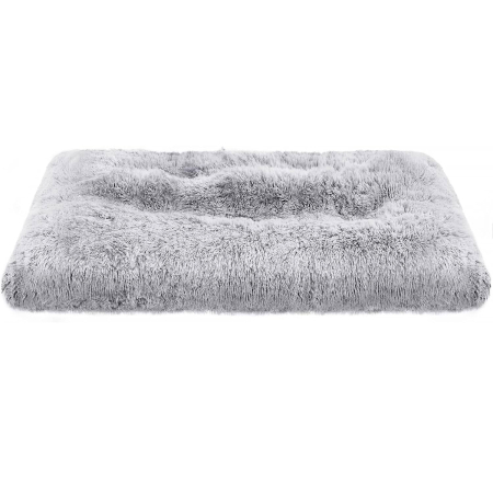 Pet Shop - Pat pufos pentru caini sau pisici, captuseala moale cu fir lung, lavabil la masina, XL, 110x73cm, gri deschis