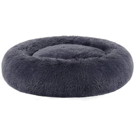 Pet Shop - FEANDREA Pat pufos pentru caini si pisici, cu husa detasabila, lavabila, plus moale cu fir lung, 80 cm, gri inchis