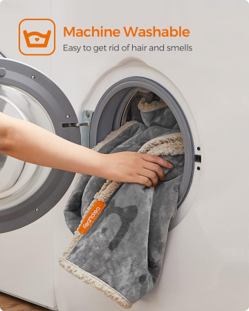 FEANDREA Patura impermeabila pentru caini si pisici, fleece dublu, 101x73 cm, gri [2]