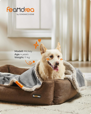 FEANDREA Patura impermeabila pentru caini si pisici, fleece dublu, 101x73 cm, gri [6]