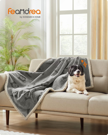 Patura impermeabila pentru caini si pisici L, sherpa si flannel reversibila, lavabila, 127x101 cm, gri [2]