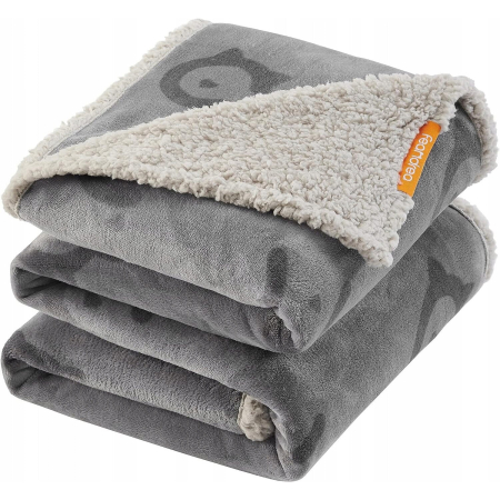 Culcusuri pentru animale - Patura impermeabila XXL pentru caini, fleece si flanel, fata dubla, 203x152 cm, gri