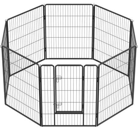 Custi, cotete si tarcuri - Tarc metalic pentru animale, 8 panouri modulare, utilizare interior sau exterior, 160x160x100 cm, negru
