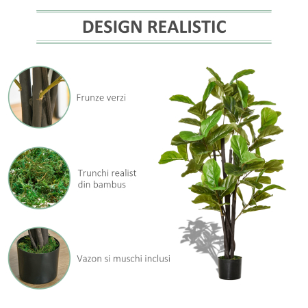  Ficus Artificial 130 cm de Interior si Exterior, Planta Artificiala cu efect Realist cu 78 de Frunze [3]
