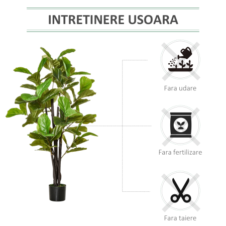  Ficus Artificial 130 cm de Interior si Exterior, Planta Artificiala cu efect Realist cu 78 de Frunze [5]