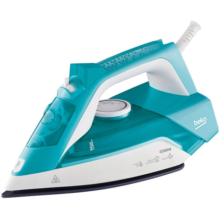 Fiare, statii & aparate de calcat cu abur - Fier de calcat BEKO SIM3122T, 2200W, 110g/min, 240 ml, talpa ceramica, alb-turcoaz
