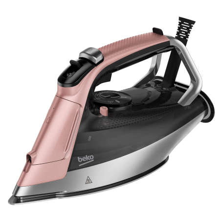 Resigilate - RESIGILAT Fier de calcat BEKO SIM8130P, 3000W, jet de abur 270g/min, 350ml, talpa Soft Glide, Sistem anti-picurare, SelfClean, Negru-Roz