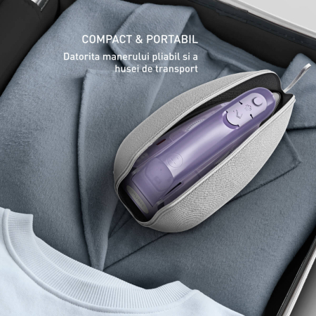 Fier de calcat cu abur portabil Tefal First Class DB1612E0, 1000 W, jet de abur 45 g/min, abur variabil 0-10 g/min, talpa Microsteam 200, maner pli [1]