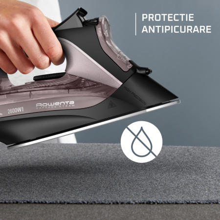 Fier de calcat cu abur Rowenta Rowenta Express DW4345D1. 2600 W, jet de abur 200 g/min, abur variabil 0-40 g/min, rezervor apa 250 ml, talpa Microsteam 350 Laser, functie antipicurare, abur vertical,  [5]