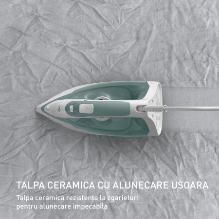 Fier de calcat cu abur Tefal Virtuo FV2C42E0, 2000W, jet abur 120g/min, abur variabil 0-27 g/min, rezervor apa 240 ml, talpa ceramica, sistem anti [1]