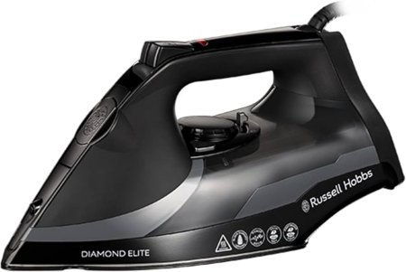 Fiare, statii & aparate de calcat cu abur - Fier de calcat Russell Hobbs Diamond Elite, talpa diamant, abur puternic, jet abur 220g, rezervor 350ml, alb