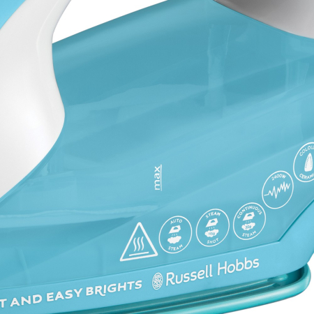 Fier de calcat Russell Hobbs Light & Easy Brights, talpa ceramica cu balsam, abur 115g, abur continuu 35g, albastru [4]