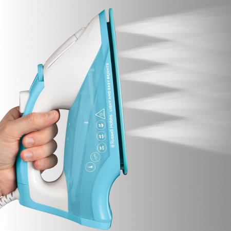 Fier de calcat Russell Hobbs Light & Easy Brights, talpa ceramica cu balsam, abur 115g, abur continuu 35g, albastru [1]