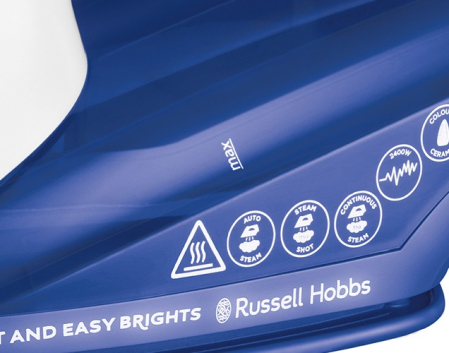 Fier de calcat Russell Hobbs Light & Easy Brights, talpa ceramica cu balsam, abur 115g, abur continuu 35g, safir [5]