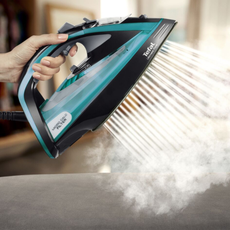 Fier de calcat Tefal FV9844E0 Ultimate Pure, 3200 W, Talpa Durilium AirGlide Autoclean, jet de aburi 250gr/min, Micro-Calc Filter 2in1, Negru/Bleu [2]