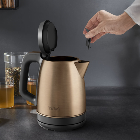 Fierbator apa Tefal Coppertinto KI280G10, 2400W, 1.7L, filtru anticalcar, inox, indicator nivel apa, baza rotativa 360°, negru & maro [5]