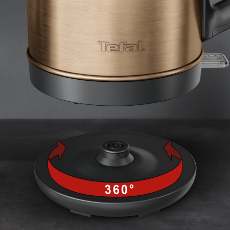 Fierbator apa Tefal Coppertinto KI280G10, 2400W, 1.7L, filtru anticalcar, inox, indicator nivel apa, baza rotativa 360°, negru & maro [8]