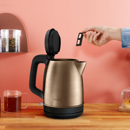 Fierbator apa Tefal Coppertinto KI280G10, 2400W, 1.7L, filtru anticalcar, inox, indicator nivel apa, baza rotativa 360°, negru & maro [9]
