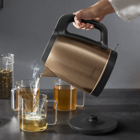 Fierbator apa Tefal Coppertinto KI280G10, 2400W, 1.7L, filtru anticalcar, inox, indicator nivel apa, baza rotativa 360°, negru & maro [6]