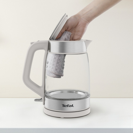 Fierbator apa Tefal KI605B30, 2200W, 1.7L, vas din sticla cu gradatii, iluminare ambientala, filtru detasabil, functie oprire automata, gri [14]