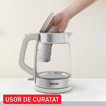 Fierbator apa Tefal KI605B30, 2200W, 1.7L, vas din sticla cu gradatii, iluminare ambientala, filtru detasabil, functie oprire automata, gri [8]