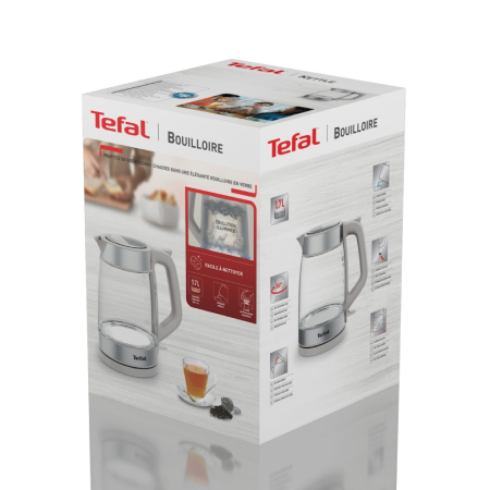 Fierbator apa Tefal KI605B30, 2200W, 1.7L, vas din sticla cu gradatii, iluminare ambientala, filtru detasabil, functie oprire automata, gri [3]