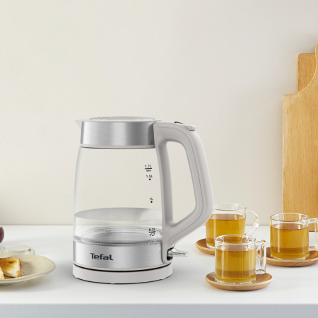 Fierbator apa Tefal KI605B30, 2200W, 1.7L, vas din sticla cu gradatii, iluminare ambientala, filtru detasabil, functie oprire automata, gri [17]