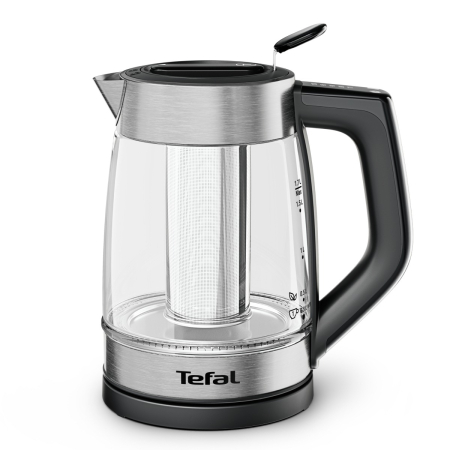 Bucatarie - Fierbator de apa Tefal Element BJ760DE0, 2200 W, 1.7 L, 5 trepte temperatura, indicator luminos temperatura, infuzor pentru ceai, baza rotativa, argin