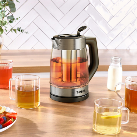 Fierbator de apa Tefal Element BJ760DE0, 2200 W, 1.7 L, 5 trepte temperatura, indicator luminos temperatura, infuzor pentru ceai, baza rotativa, argin [9]