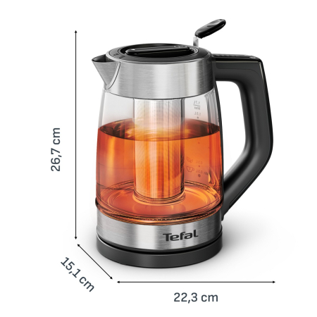 Fierbator de apa Tefal Element BJ760DE0, 2200 W, 1.7 L, 5 trepte temperatura, indicator luminos temperatura, infuzor pentru ceai, baza rotativa, argin [15]