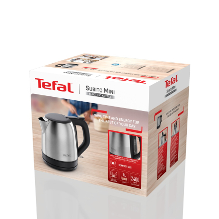 Fierbator de apa Tefal Subito Mini KO5S2DE0, 2400 W, 1 L, inox, baza rotativa, oprire automata, filtru detasabil, argintiu & negru [19]