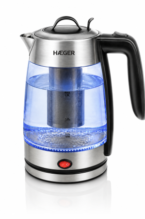 Fierbator electric HAEGER PERFECT TEA, Capacitate 1,8 L, Putere 2200 W, Vas din sticla, Baza rotativa 360 grade, Oprire automata, Fara fir, Argintiu [7]