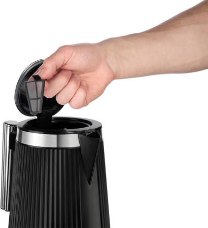 Fierbator electric Russell Hobbs 26750-70 Bronte, 1.7L, 3000W, design fluted mat, iluminare interna, accenturi crom, Negru Mat [5]
