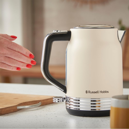 Fierbator electric Russell Hobbs 28640-70 Hanley Jasmine, 1.7L, 2400W, design vintage, becul de deschidere, depozitare cablu, Jasmine Crem [3]