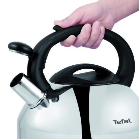 Fierbator manual cu fluier Tefal C7922024, 3 litri, maner ergonomic, otel inoxidabil, argintiu & negru [2]