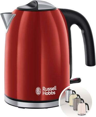 Fierbatoare - Fierbator Russell Hobbs Colours Plus+, 1.7L, 2400W, filtru calcar detasabil, indicator nivel apa, rosu
