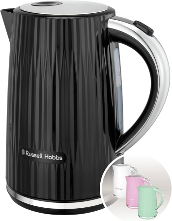 Fierbatoare - Fierbator Russell Hobbs Eden, 1.7L, 2400W, design modern, filtru calcar, indicator nivel apa, negru