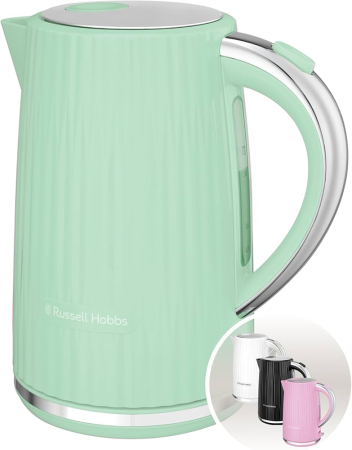 Fierbatoare - Fierbator Russell Hobbs Eden, 1.7L, 2400W, design modern, filtru calcar, indicator nivel apa, verde