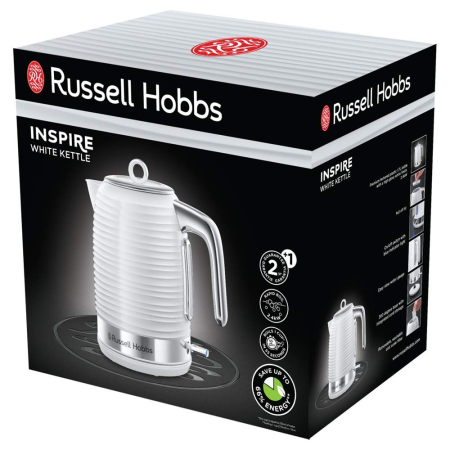 Fierbator Russell Hobbs Inspire, 1.7L, 2400W, filtru calcar detasabil, baza 360°, indicator nivel apa, alb [5]